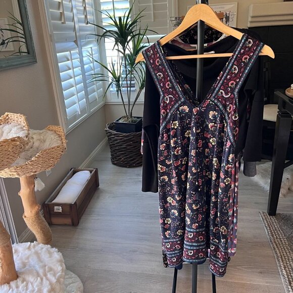 American Eagle Outfitters Dress Womens Size S/P Boho Floral Tassels Tank Mini - Picture 16 of 16